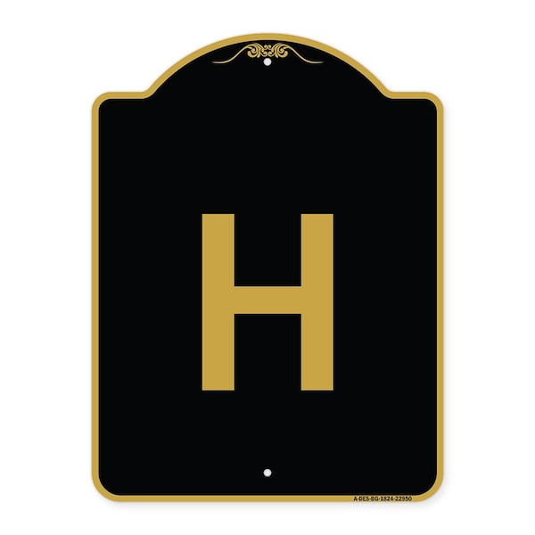 Signmission Designer Series Sign-Sign W/ Letter H, Black & Gold Aluminum Sign, 18" x 24", BG-1824-22950 A-DES-BG-1824-22950 - main